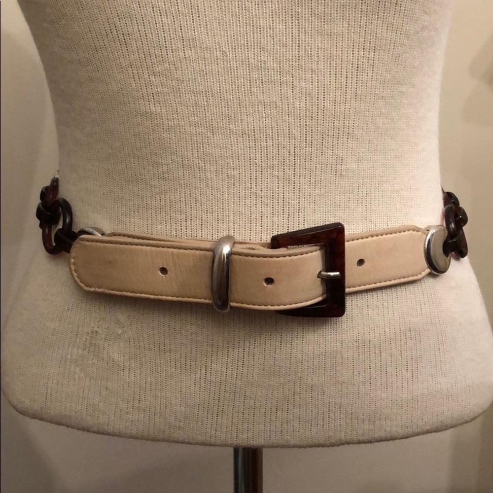 LEATHEROCK Tan Leather & Tortoise Shell Link Belt - Picture 9 of 12